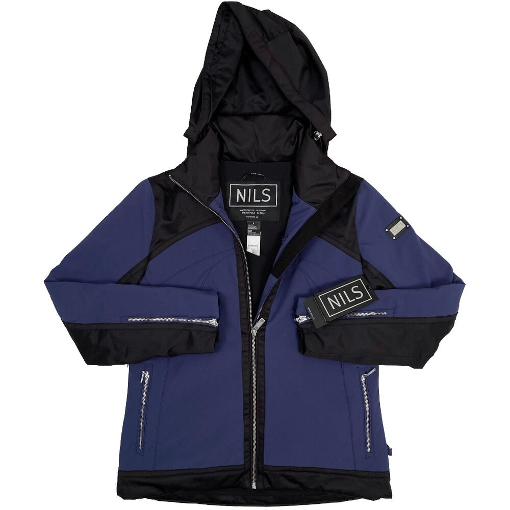 NEW $490 Nils Camilla Ski Jacket! 8 Navy & Black Waterproof Thermolite